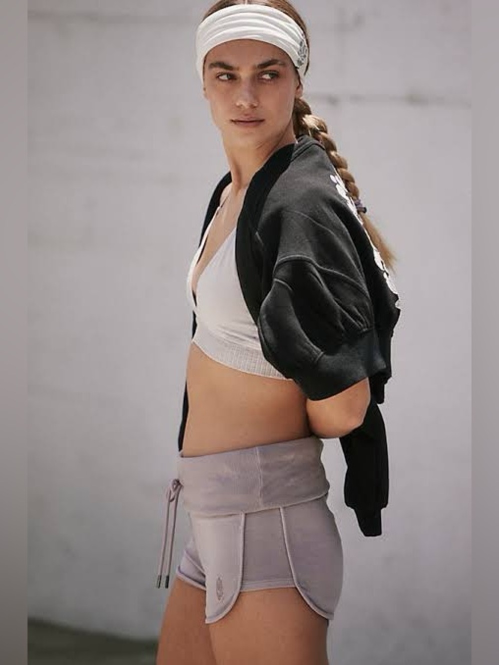 Free People Movement Limitless fold over retro Shorts Oyster M NWOT